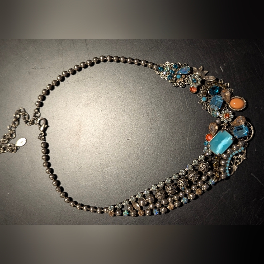 Sorrelli Statement Necklace with Blue and Orange Accents - Picture 8 of 8